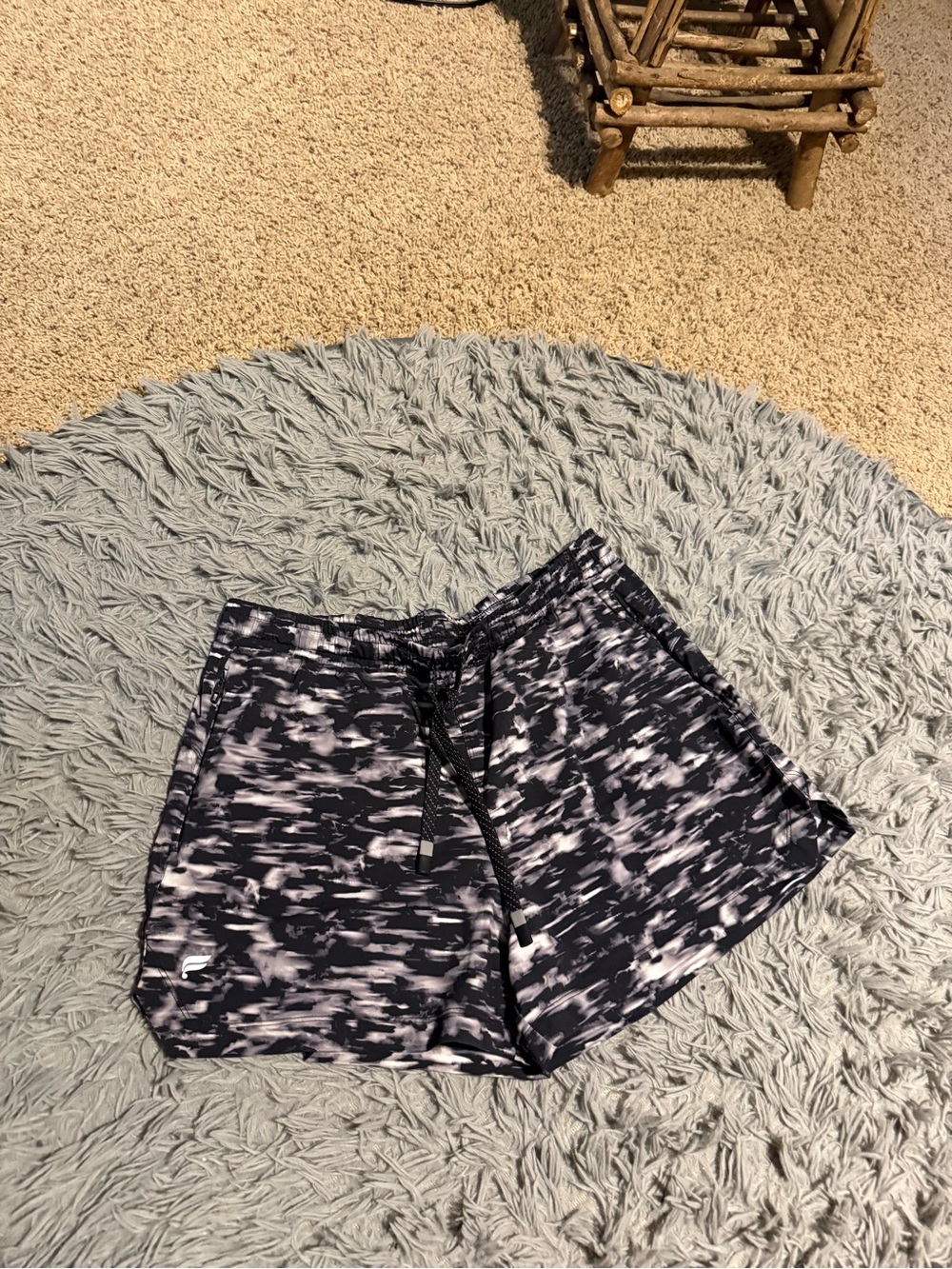 Fabletics Black & White Marbled Athletic Shorts